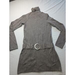 INC Ribbed Turtleneck Belted Sweater Dress Women Size Medium Brown Y2K